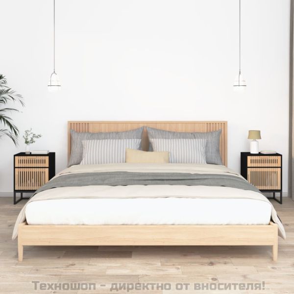 Нощни шкафчета, 2 бр, черни, 40x30x55,5 см, инженерно дърво