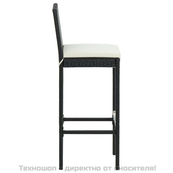 Бар табуретки с възглавници, 6 бр, черни, полиратан