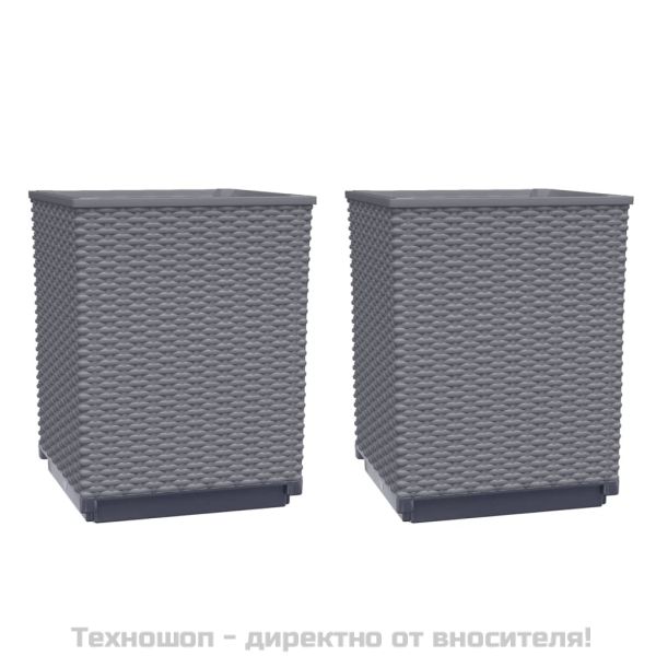 Кашпи, 2 бр, синьо сив, 30x30x37 см, полипропилен