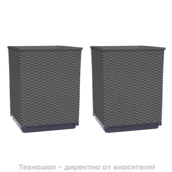 Кашпи, 2 бр, черни, 30x30x37 см, полипропилен