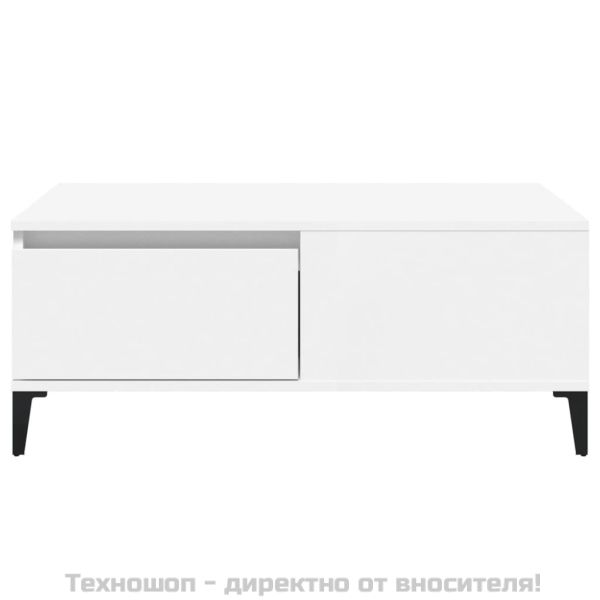 Кафе маса, бяла, 90x50x36,5 см, инженерно дърво