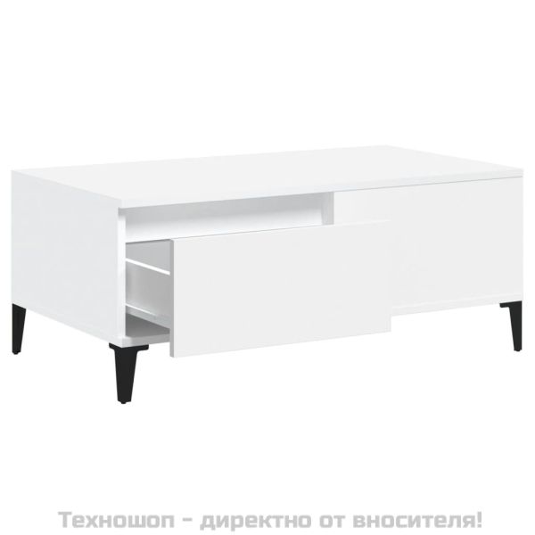 Кафе маса, бяла, 90x50x36,5 см, инженерно дърво