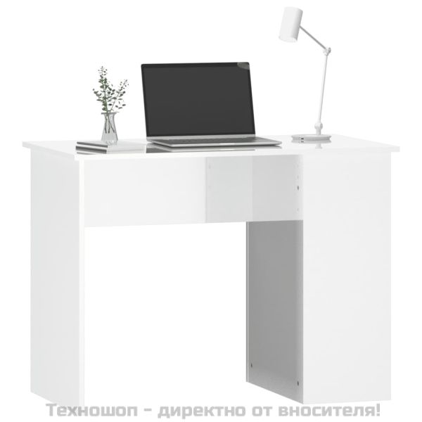Бюро, бял гланц, 100x55x75 см, инженерно дърво