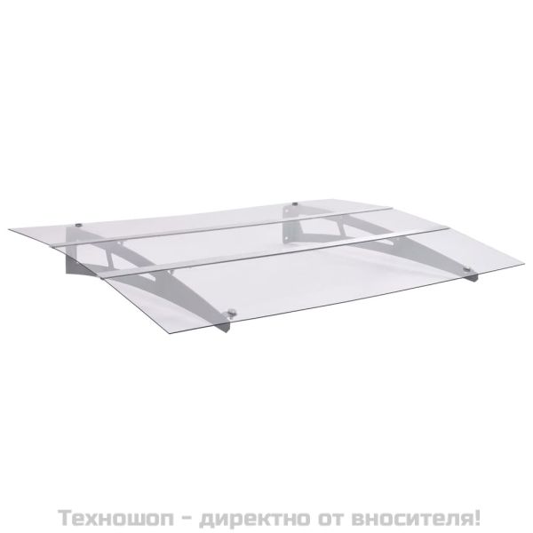 Навес за врата, сребристо и прозрачно, 150x90 см, PET