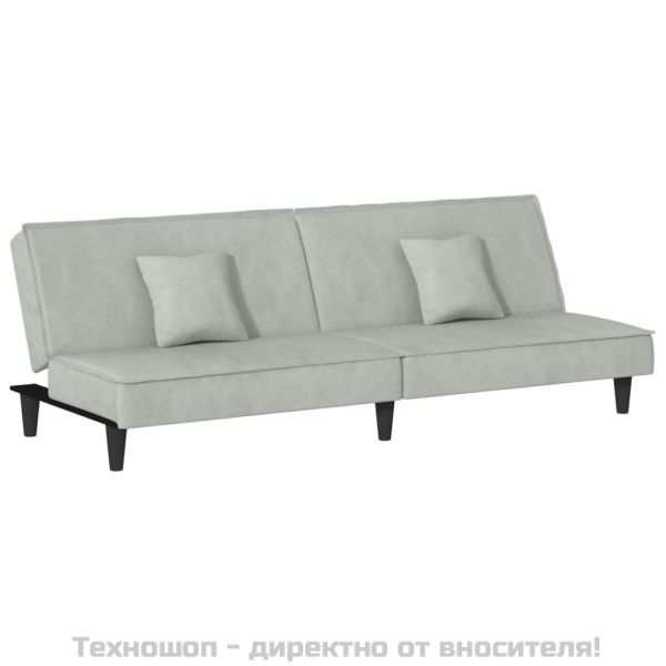 Разтегателен диван, светлосиво, кадифе