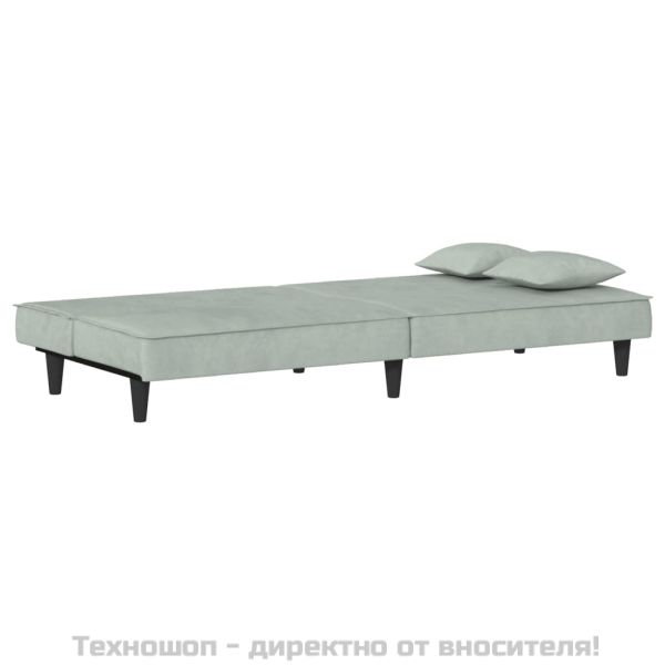 Разтегателен диван, светлосиво, кадифе