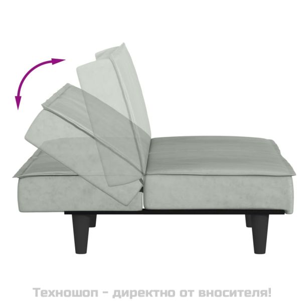 Разтегателен диван, светлосиво, кадифе