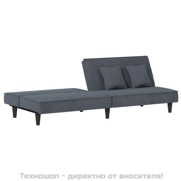 Разтегателен диван, тъмносив, кадифе