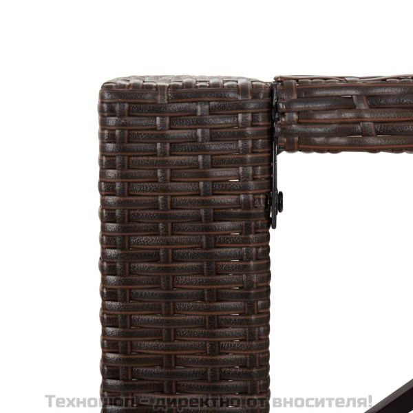 Бар маса със стъклен плот, кафява, 105x80x110 см, полиратан