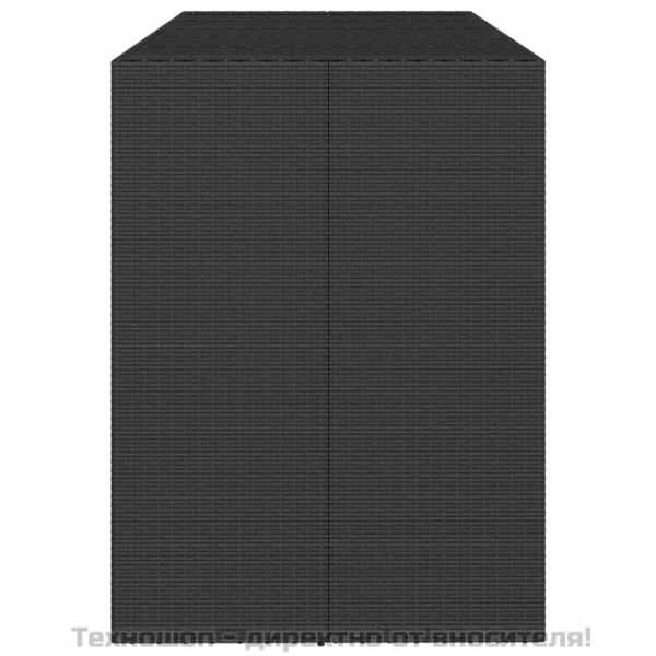 Бар маса със стъклен плот, черна, 185x80x110 см, полиратан