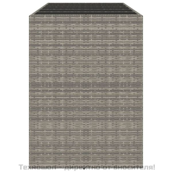 Бар маса със стъклен плот, сива, 185x80x110 см, полиратан