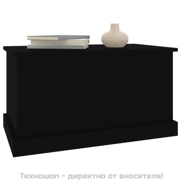 Кутия за съхранение, черна, 70x40x38 см, инженерна дървесина