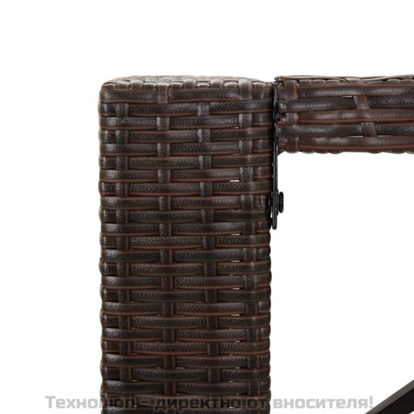 Бар маса със стъклен плот, кафява, 145x80x110 см, полиратан