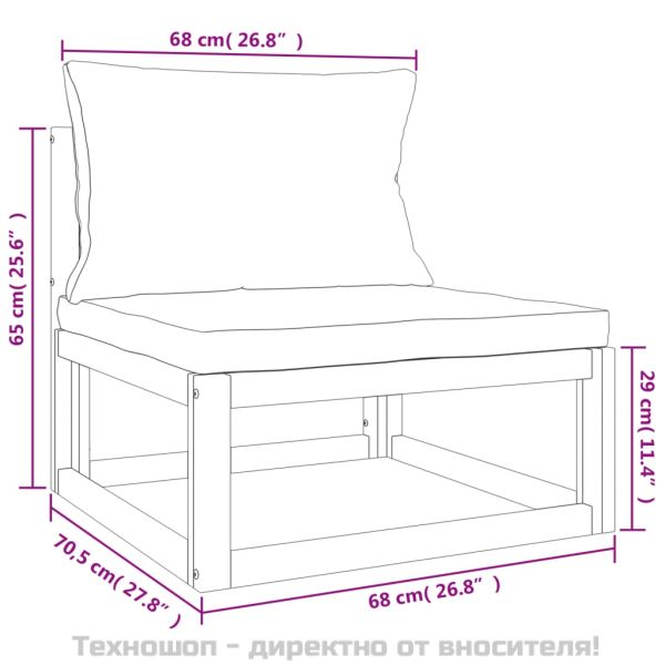 Градински комплект дивани с възглавници от 2 части акация масив