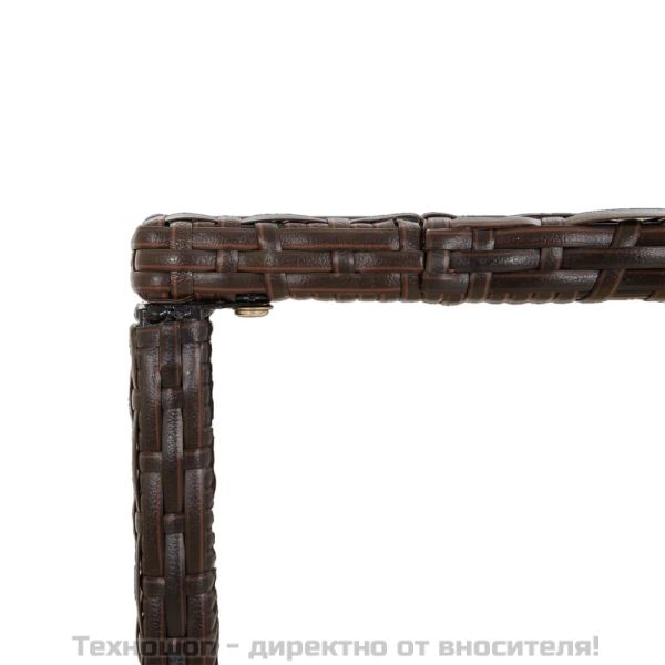 Бар маса със стъклен плот, кафява, 180x70x110 см, полиратан