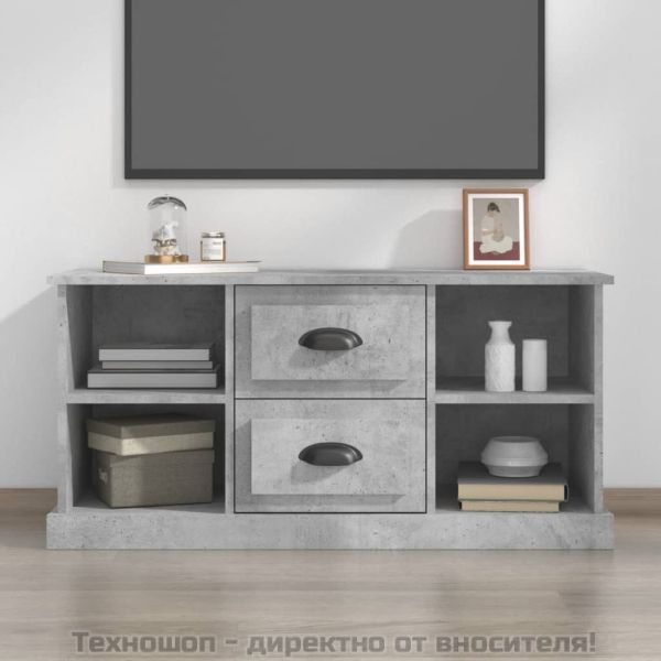 ТВ шкаф, бетонно сив, 99,5x35,5x48 см, инженерно дърво