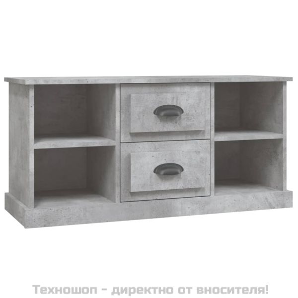 ТВ шкаф, бетонно сив, 99,5x35,5x48 см, инженерно дърво