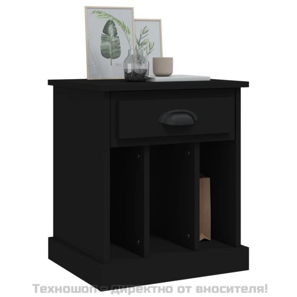 Нощно шкафче, черно, 43x36x50 см