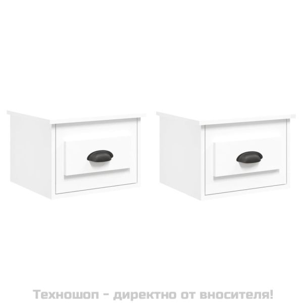 Нощни шкафчета за стенен монтаж, 2 бр, бели, 41,5x36x28 см