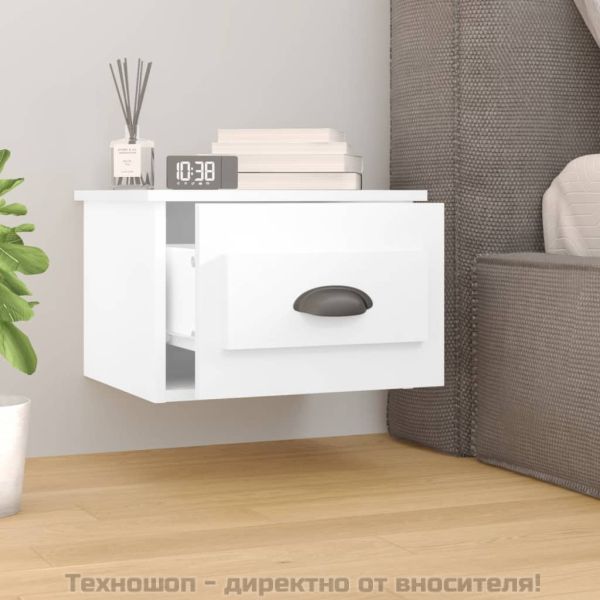 Нощни шкафчета за стенен монтаж, 2 бр, бели, 41,5x36x28 см