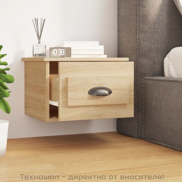 Нощни шкафчета за стенен монтаж 2 бр сонома дъб 41,5x36x28 см