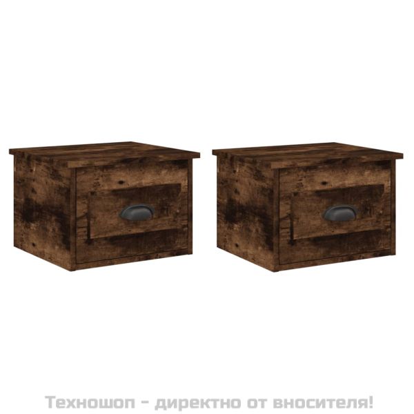 Нощни шкафчета за стенен монтаж, 2 бр, опушен дъб, 41,5x36x28см
