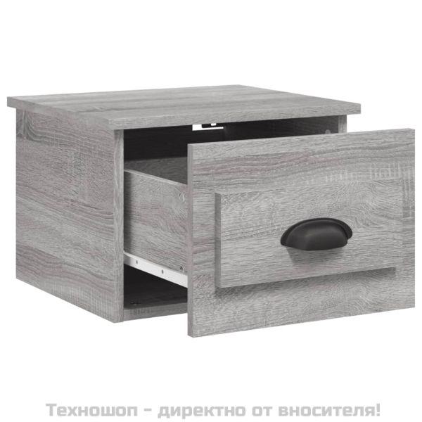 Нощно шкафче за стенен монтаж, сив сонома, 41,5x36x28 см