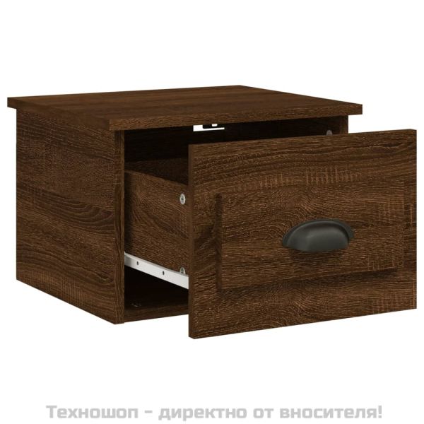 Нощно шкафче за стенен монтаж, кафяв дъб, 41,5x36x28 см