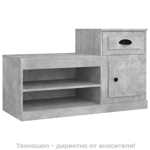 Шкаф за обувки, бетонно сив, 100x42x60 см, инженерно дърво