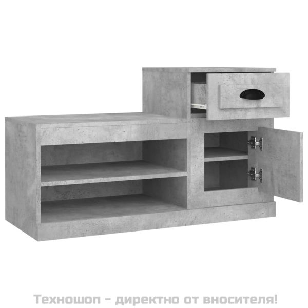 Шкаф за обувки, бетонно сив, 100x42x60 см, инженерно дърво