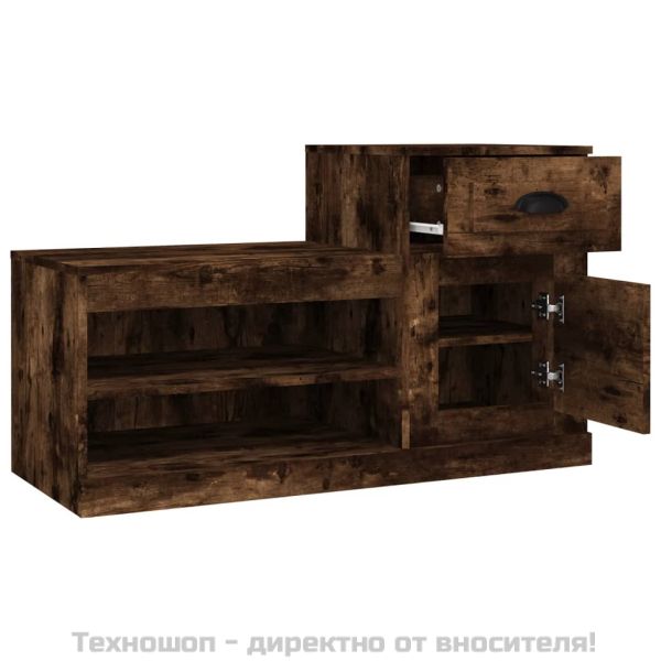 Шкаф за обувки, опушен дъб, 100x42x60 см, инженерно дърво