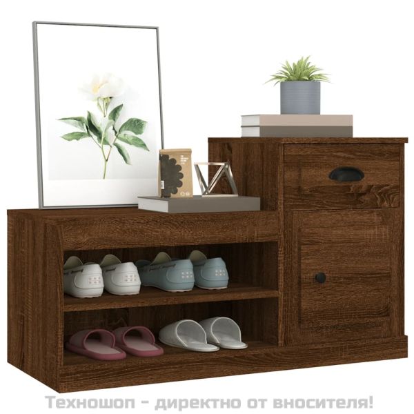 Шкаф за обувки, кафяв дъб, 100x42x60 см, инженерно дърво