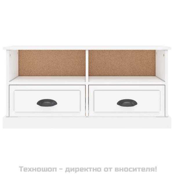 ТВ шкаф бял гланц 93x35,5x45 см инженерно дърво