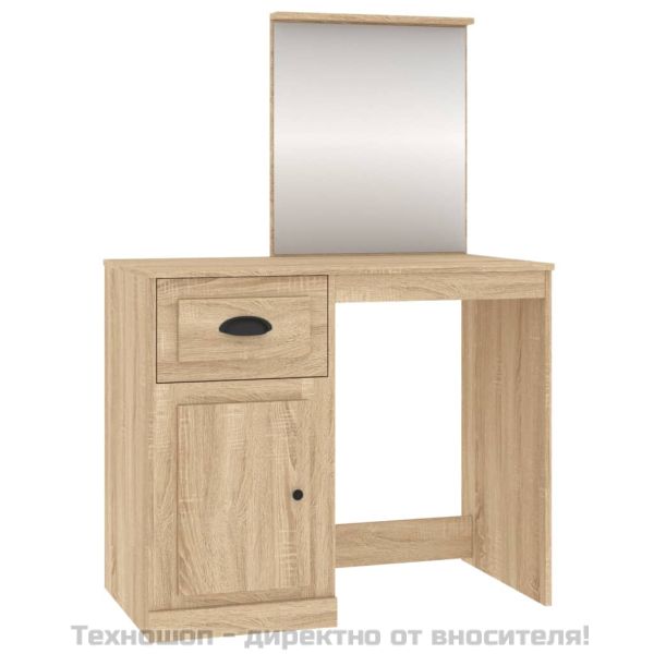 Тоалетка с огледало сонома дъб 90x50x132,5 см инженерно дърво