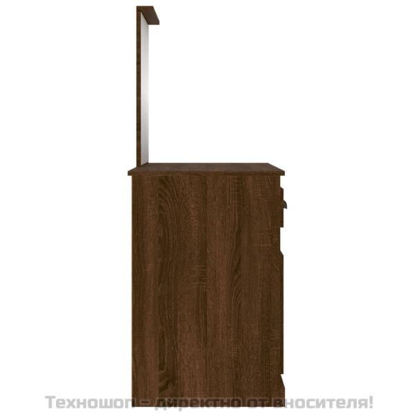 Тоалетка с огледало, Кафяв дъб, 90x50x132,5 см, инженерно дърво
