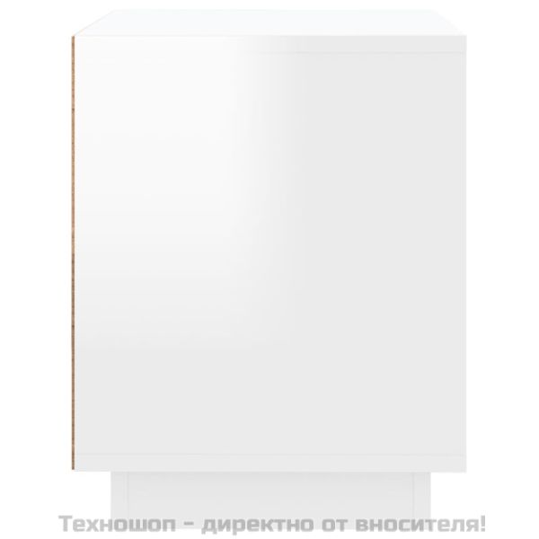 Нощни шкафчета, 2 бр, Бял гланц, 44x35x45 см, инженерно дърво