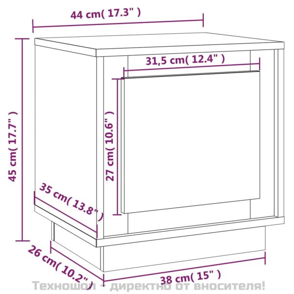 Нощни шкафчета, 2 бр, Бял гланц, 44x35x45 см, инженерно дърво