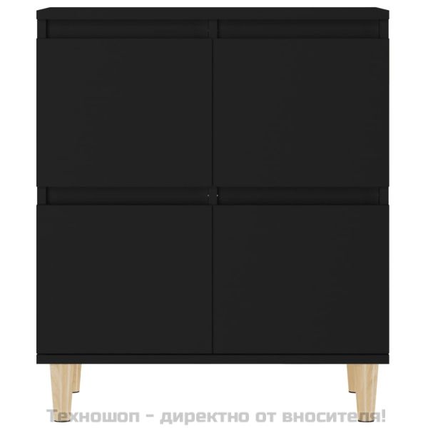 Сайдборд, черен, 60x35x70 см, инженерно дърво