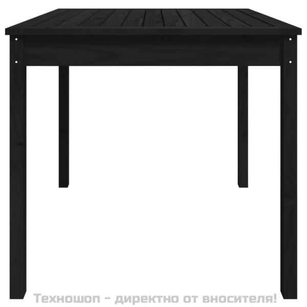 Градинска маса черна 82,5x82,5x76 см масивна борова дървесина