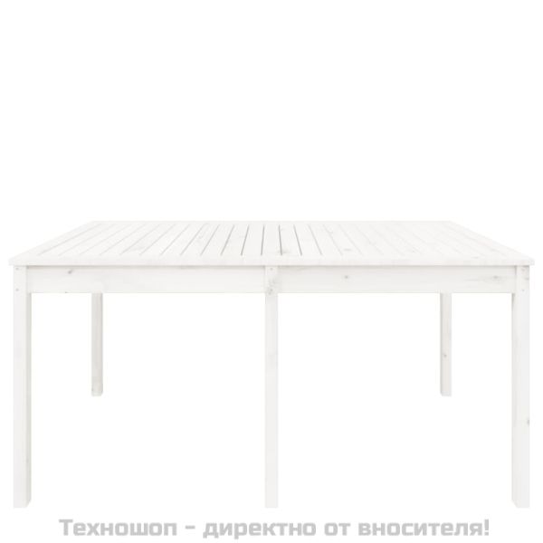 Градинска маса, бяла 159,5x82,5x76 см, борово дърво масив