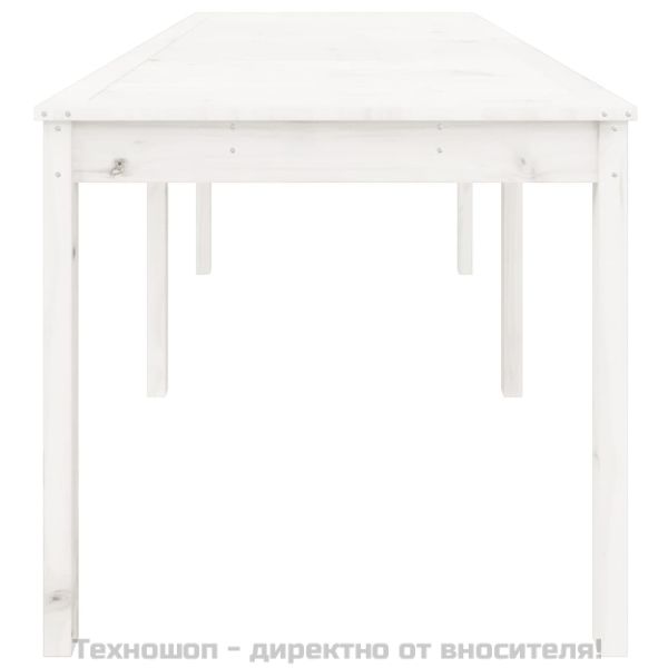 Градинска маса, бяла 159,5x82,5x76 см, борово дърво масив
