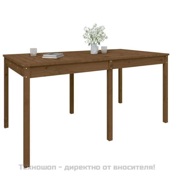 Градинска маса меденокафява 159,5x82,5x76 см борово дърво масив
