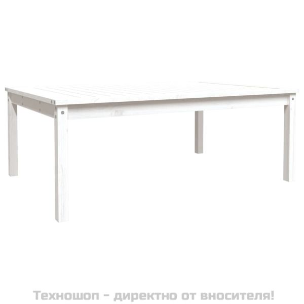 Градинска маса, бяла 121x82,5x45 см, борово дърво масив
