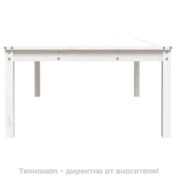 Градинска маса, бяла 121x82,5x45 см, борово дърво масив
