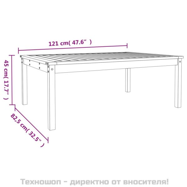 Градинска маса, бяла 121x82,5x45 см, борово дърво масив