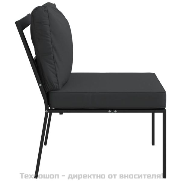 Градински столове със сиви възглавници 2 бр 60x74x79 см стомана