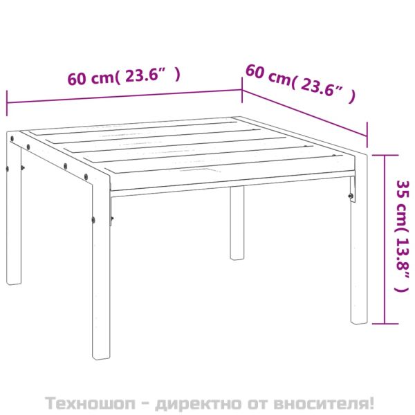 Градинска маса за кафе, черна, 60x60x35 cм, стомана