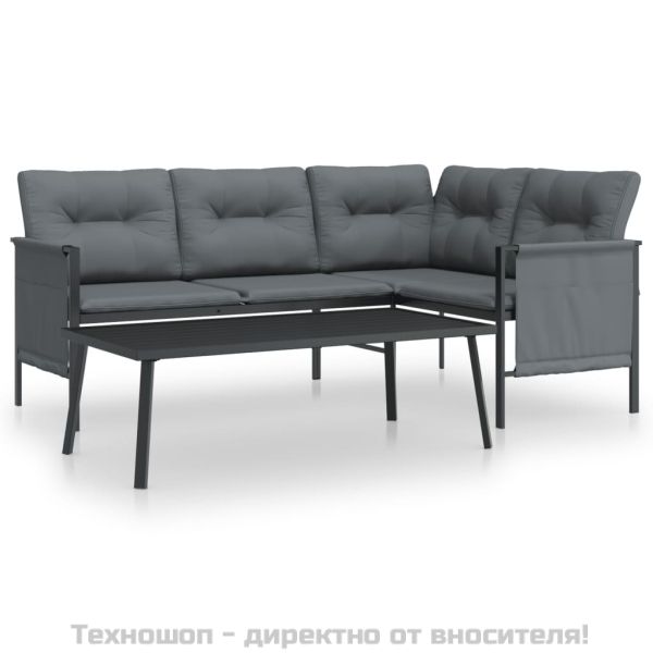 Градински лаундж комплект от 2 части, антрацит, стомана