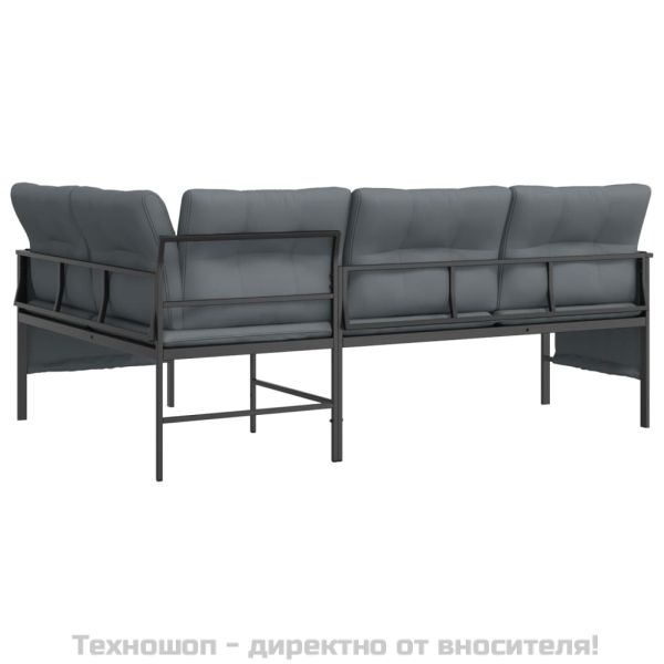 Градински ъглов диван, антрацит, стомана и текстилен