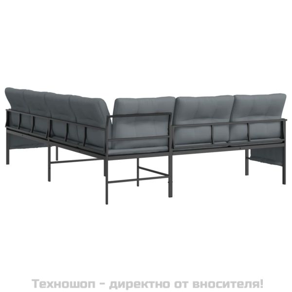 Градински ъглов диван, антрацит, стомана и текстилен